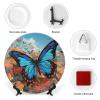 NONHAI Decorative Bone China Butterfly Plate, 6 in, with Display Stand view 3