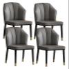 Dining Chairs with High Back, PU Leather, Metal Legs, Dark Gray, Set of 4 view 1