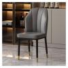 Dining Chairs with High Back, PU Leather, Metal Legs, Dark Gray, Set of 4 view 2