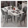 Dining Chairs with High Back, PU Leather, Metal Legs, Dark Gray, Set of 4 view 4