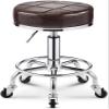Height-Adjustable Compact Swivel Stool with Wheels, Round Wheel Design view 1
