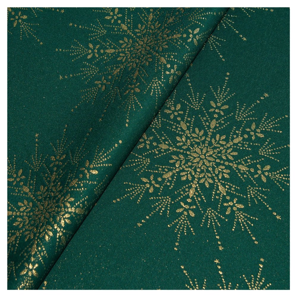 StoffTex Christmas Tablecloth | Table Cover | Durable Scratch-Resistant | Festive Christmas Decoration (Green-Gold, Style 3, 120 x 120 cm)