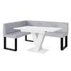 MEBLINI Toni Dining Corner Bench with Extendable Table, Left, Light Gray Velvet/Matte White, 128 x 168 x 87 cm view 1