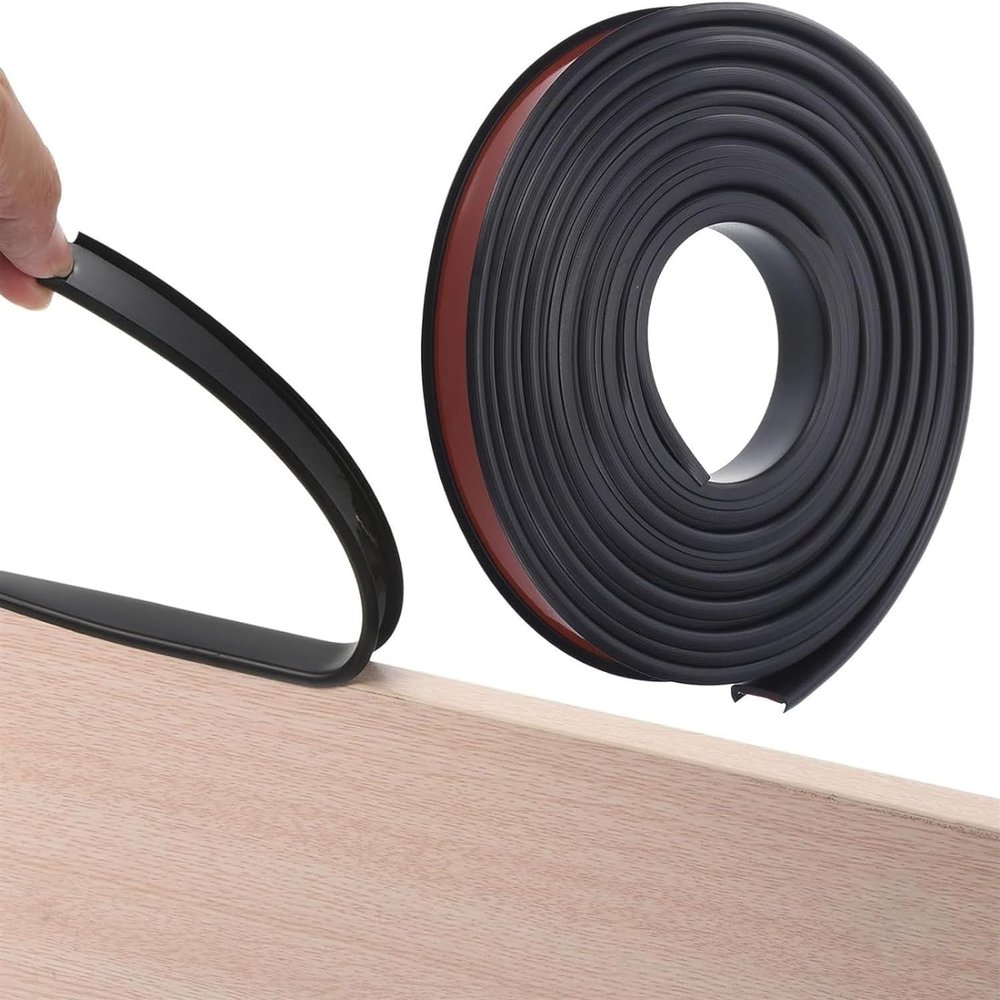 EYRMQWJPC Self-Adhesive Sealing Strip, U-Shaped Edge Banding, 16.4 ft (5 m), 940 mm, Flexible TPE Furniture Edge Protector (Black, 17 mm)