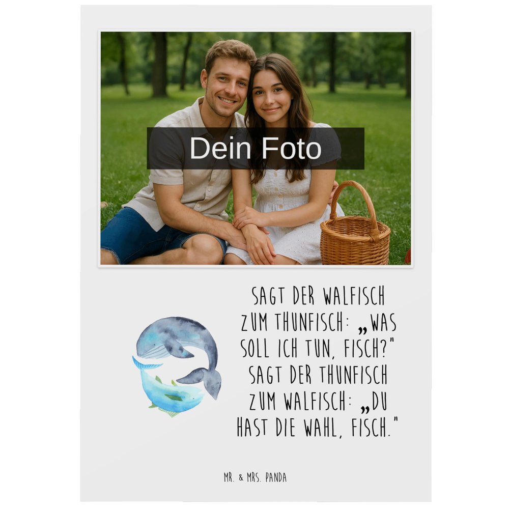 Mr. & Mrs. Panda Postcard Photo Whale Tuna – Funny Pun Gift