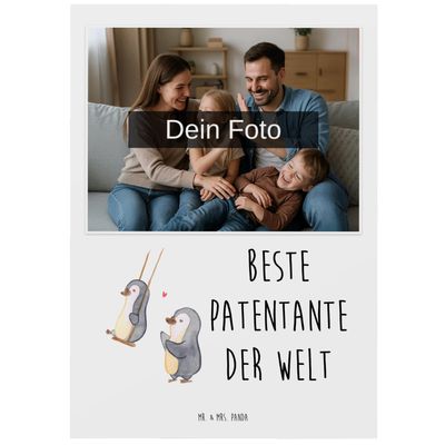 Mr. & Mrs. Panda Photo Card, Penguin, Best Godmother in the World – Gift, Photo Postcard, Small Gift, Greeting Card, Thank You, Family, Gift Idea, Nephew