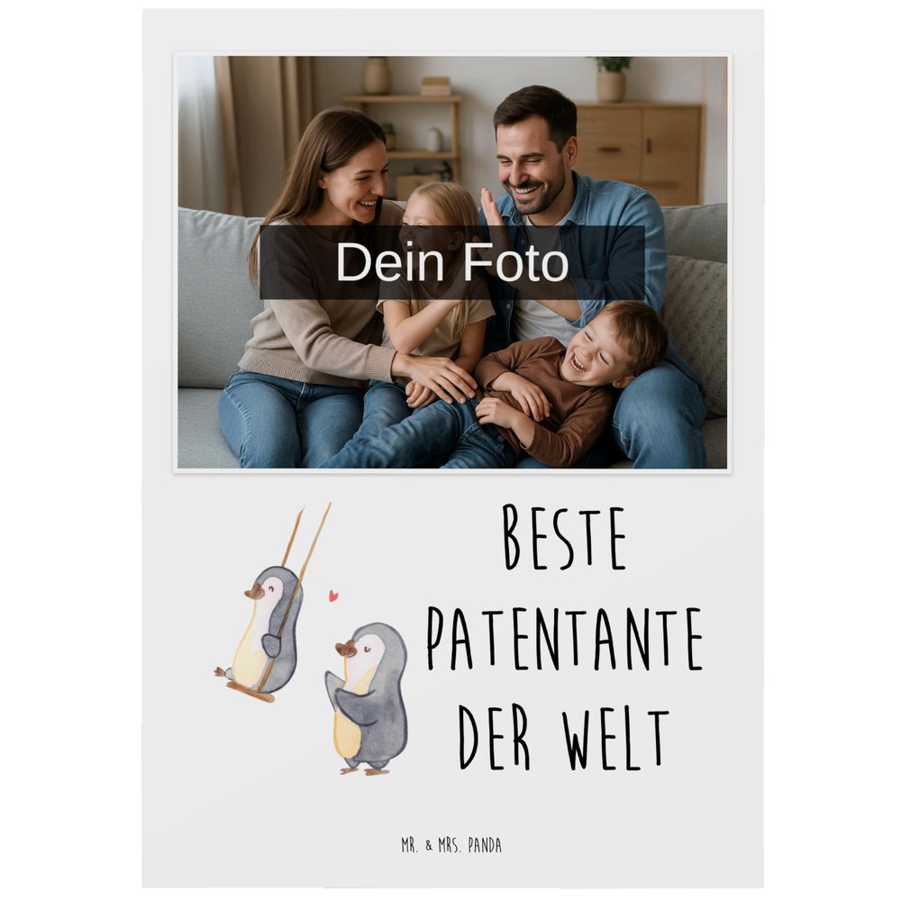Mr. & Mrs. Panda Photo Card, Penguin, Best Godmother in the World – Gift, Photo Postcard, Small Gift, Greeting Card, Thank You, Family, Gift Idea, Nephew