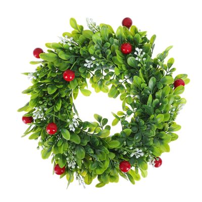 GARVALON 1-Piece Christmas Artificial Garland with Green Leaves and Red Berries for Door and Wall Decoration