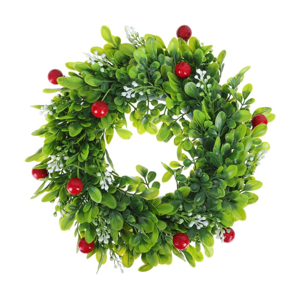 GARVALON 1-Piece Christmas Artificial Garland with Green Leaves and Red Berries for Door and Wall Decoration