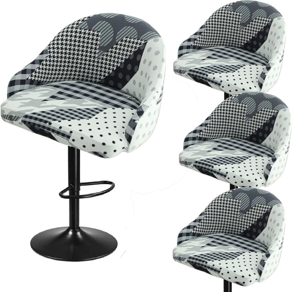 SDNAM Bar Stool Covers with Backrest, 4/2/1-Piece Set, Stretch Universal Slipcovers for Bar Stools, Washable Cover for Kitchen Chairs (H10, 4PCS)