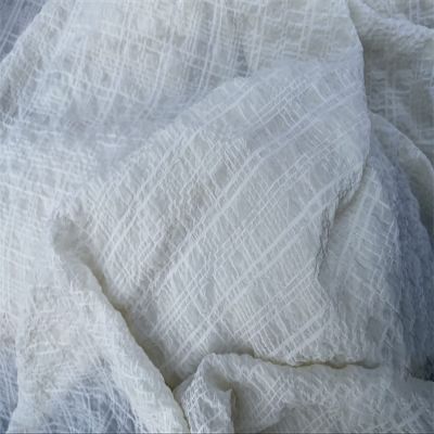 White 3D Pleated Chiffon Voile Fabric, 1 m x 45 cm