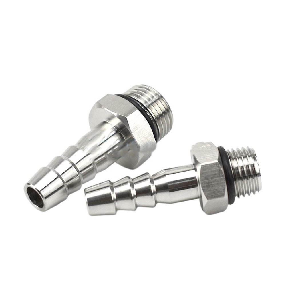 304 Stainless Steel Barb Fitting, Fine-Thread, Thickened, PT1/8, 1/4, 3/8 Male Thread Nozzle for Leather Hose, Water and Oil Pipe Connector, CZAOINCU (304 BT10-02)