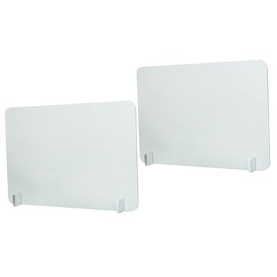 Transparent PVC Desk Dividers, 2-Piece Set, White