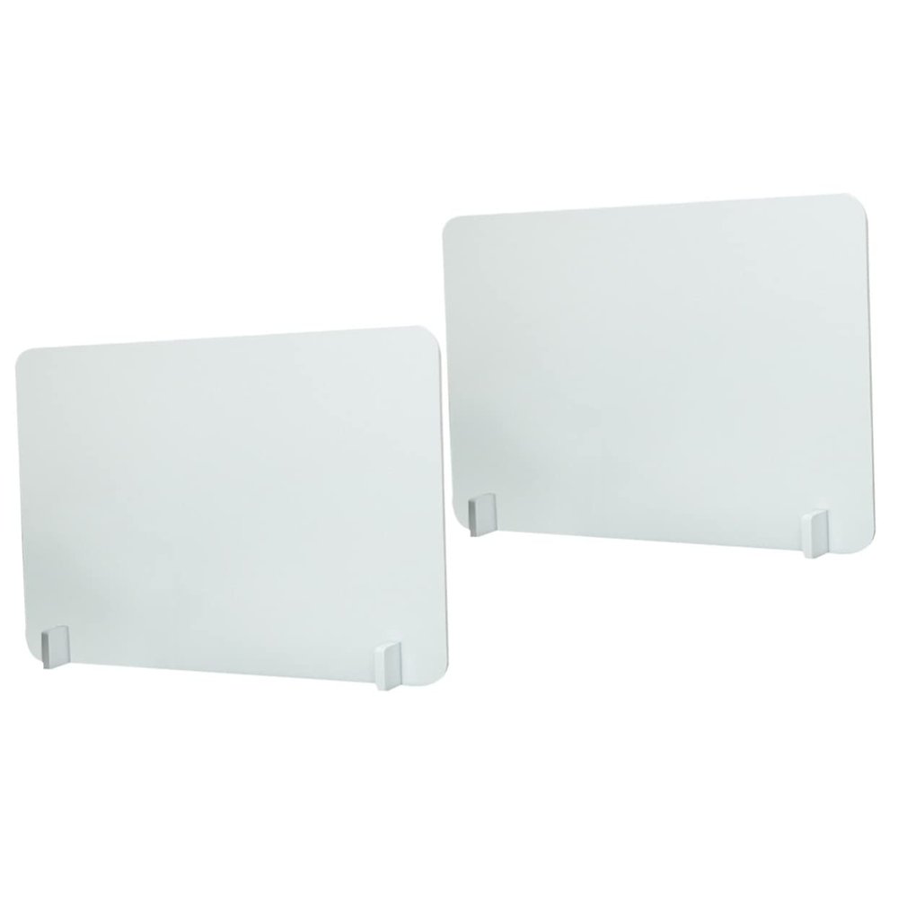 Transparent PVC Desk Dividers, 2-Piece Set, White