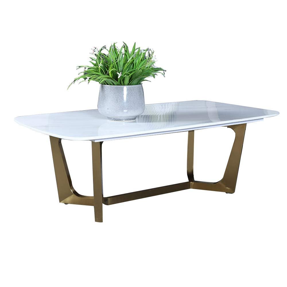 GLJTUO Modern White Natural Marble Coffee Table