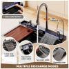 Waterfall Kitchen Sink with Faucet, Multifunctional Single-Bowl Workstation Sink, Stainless Steel, 80 x 46 x 22 cm view 3