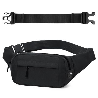 Flintronic Fanny Pack for Men and Women, Sporty Waist Bag with Extension Strap, Unisex Belt Bag for Dog Walking, Hiking, Camping, Climbing, Horseback Riding, Black