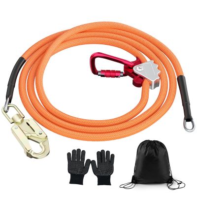 GJCrafts Steel Cable Core Flip Line Kit, Steel Cable Lanyard with Triple-Lock Carabiner, Adjustable Climbing Lanyard for Tree Climbers, Arborists, and Fall Protection (16 * 2.4)