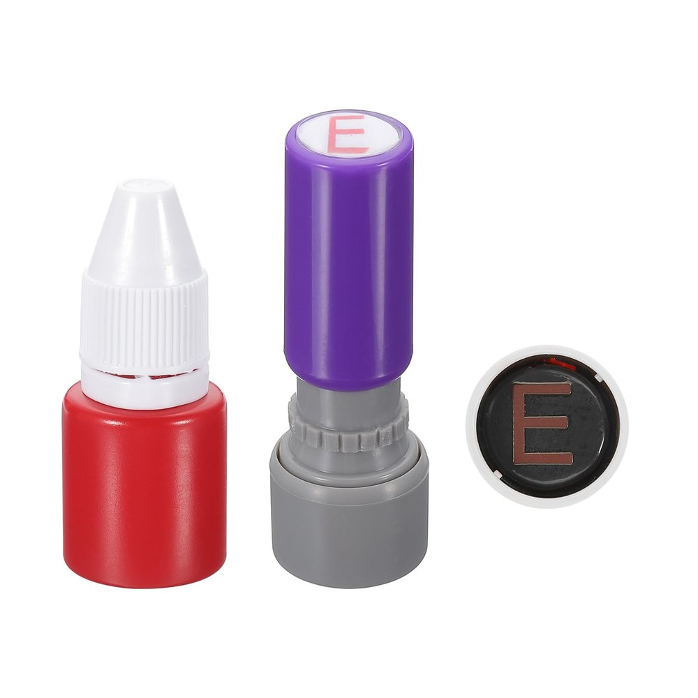 PATIKIL 10mm Letter Stamp, E Alphabet, Red Ink, Purple Shell