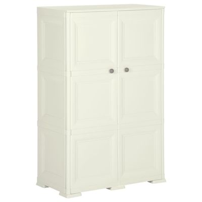 NQJIBUE Home Garden Plastic Cabinet 79 x 43 x 125 cm, Wood Design, Vanilla Ice