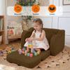 MeMoreCool Corduroy Kids' Fold-Out Sofa, 2-in-1 Toddler Sleeper Sofa, Brown view 2