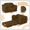 MeMoreCool Corduroy Kids' Fold-Out Sofa, 2-in-1 Toddler Sleeper Sofa, Brown view 3
