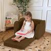MeMoreCool Corduroy Kids' Fold-Out Sofa, 2-in-1 Toddler Sleeper Sofa, Brown view 4