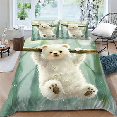 MLUNKQAIL 3-Piece Fluffy Animal Duvet Cover Set, 200 x 220 cm, with 2 Pillowcases