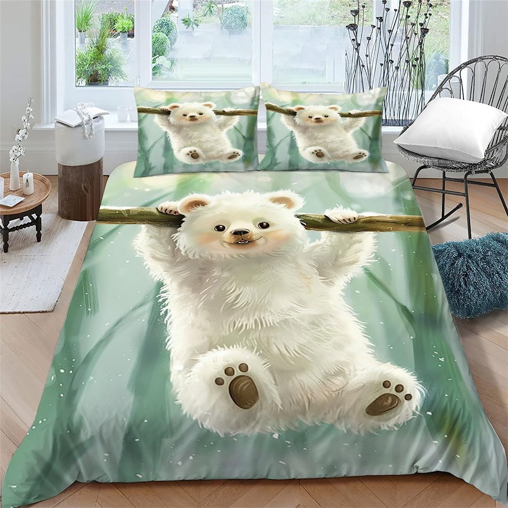 MLUNKQAIL 3-Piece Fluffy Animal Duvet Cover Set, 200 x 220 cm, with 2 Pillowcases