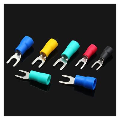 ITCLEYMDZV SV Spade Terminal Wire Connectors, Insulated Cable Connectors, Y-Shaped U-Type Fork Crimp Terminals, RV1.25/2/3.5/5.5 (SV2-6, 50 pcs)