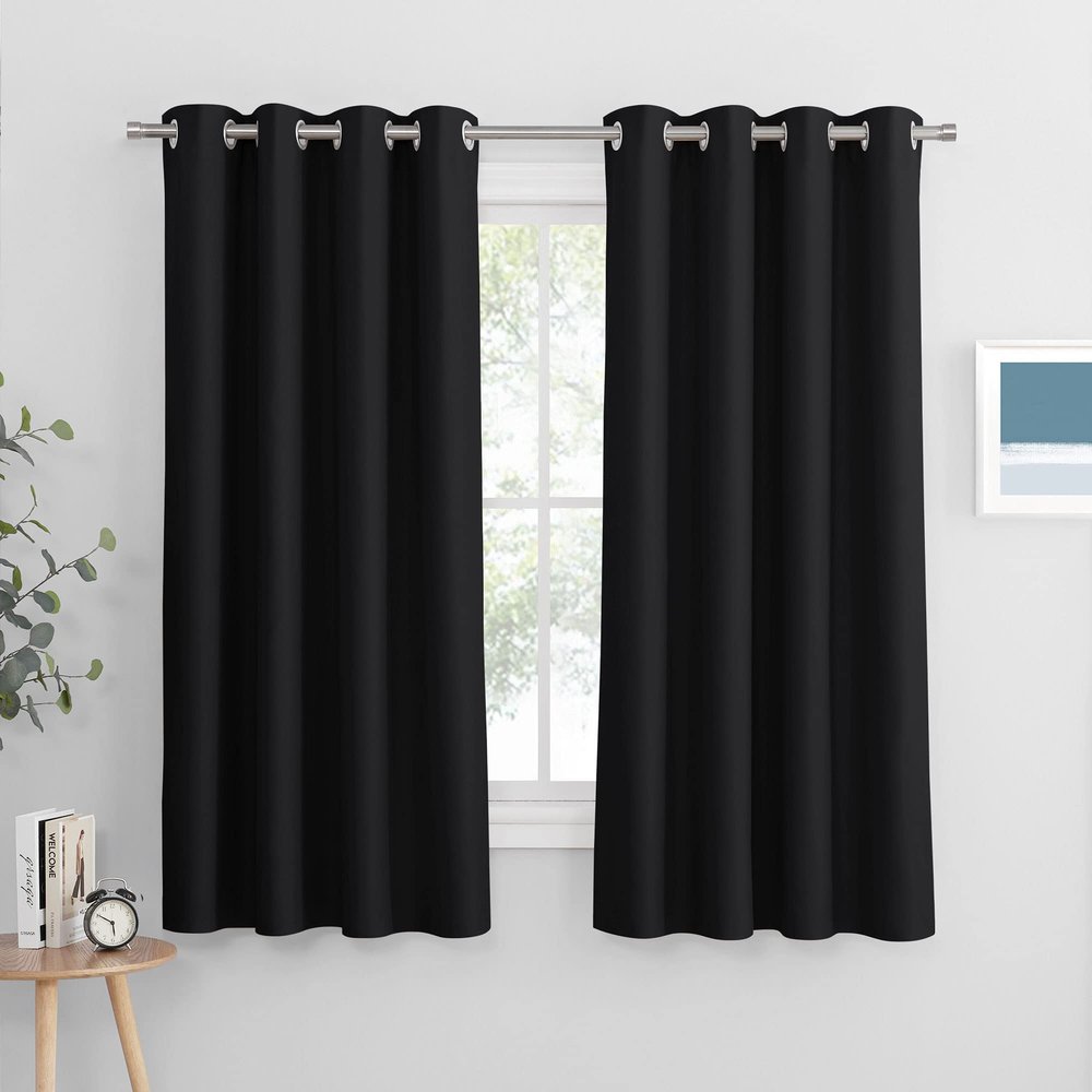 PONY DANCE Short Blackout Curtains with Eyelets for Living Room