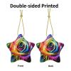 New Home 2024 Rainbow Rose Star Ceramic Christmas Ornament view 3