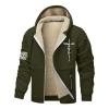 SRZYMJ Men's Green Winter Jacket, Warm-Lined Faux Suede Jacket, Quilted Short Coat, M view 1