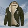 SRZYMJ Men's Green Winter Jacket, Warm-Lined Faux Suede Jacket, Quilted Short Coat, M view 2