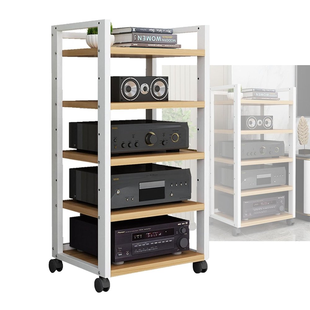Modern TV Stand, Entertainment Center with 5 Shelves, Corner Audio Rack, 50 x 40 x 100 cm
