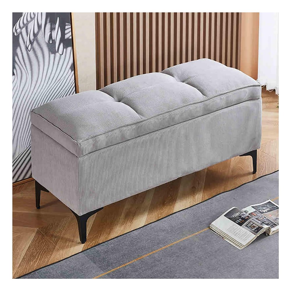 SARKEY Storage Bench with Lid, Light Gray, 120 x 40 x 45 cm