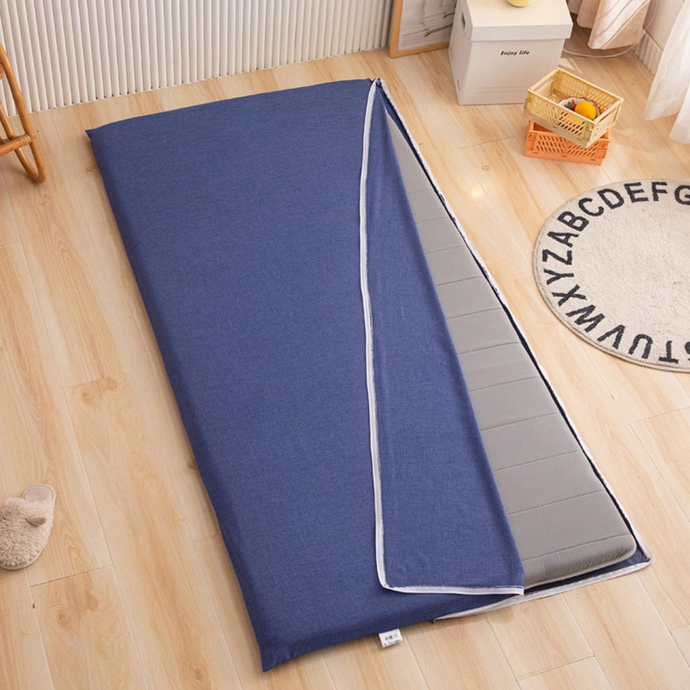 Blue Futon Mattress Cover, Washable, with Zipper, 80 x 190 cm