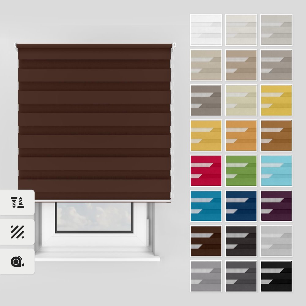 Estika Zebra Roller Blind 170 x 150 cm, Chocolate