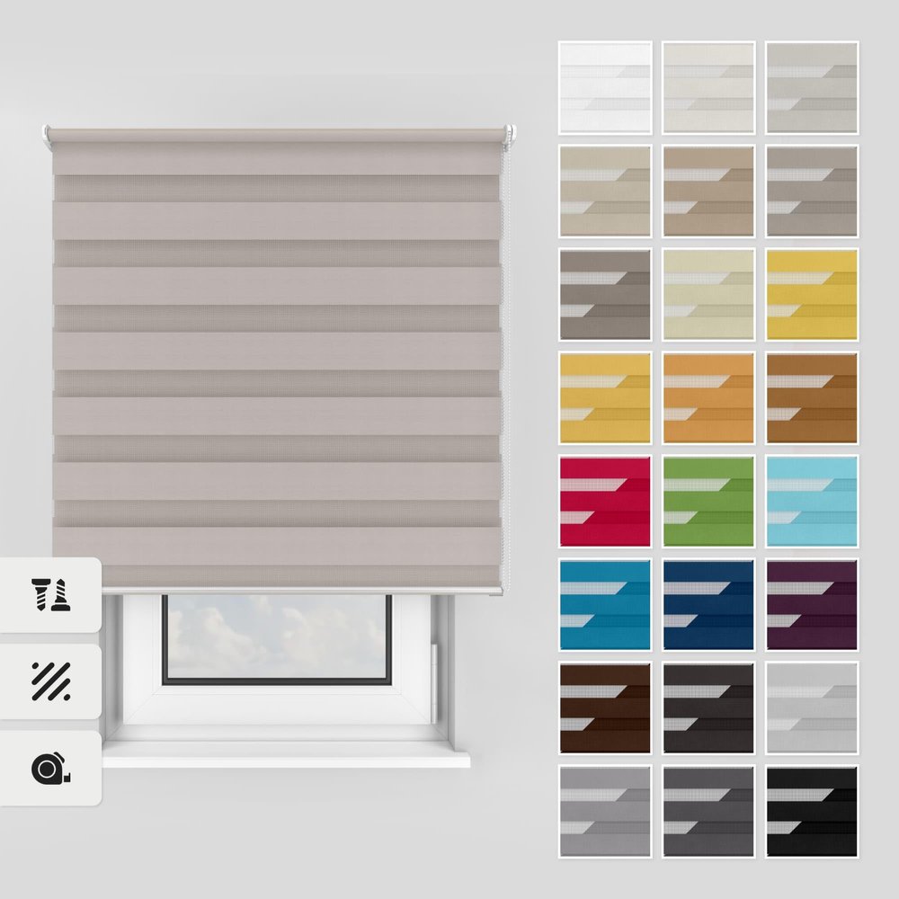 Estika Double Roller Blind with Drilling, 60 x 220 cm, Cream