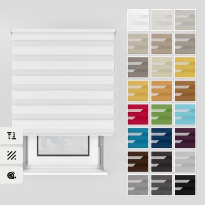 Estika Double Roller Blind, Drill-Mount, 130 x 150 cm, White