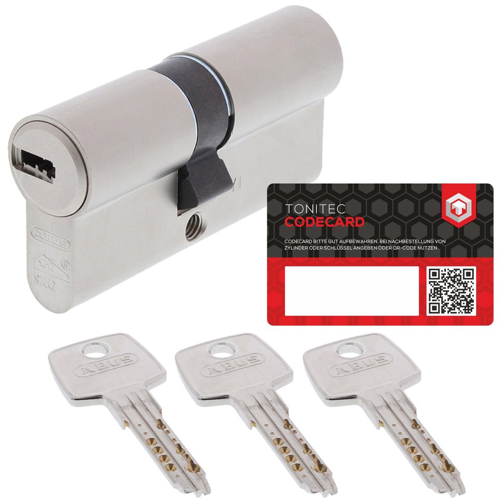 ToniTec ABUS EC550 Keyed-Alike Cylinder Set, 40/40 mm, 3 Keys and Code Card