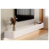 Modern Wall-Mounted Wooden TV Stand with Storage Cabinets, White, 140 x 24 x 20 cm view 1