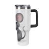 JKLQWH 1.2 L Insulated Tumbler with Handle, Lid and Straw, Stainless Steel, Gray Animal Print view 1