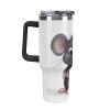 JKLQWH 1.2 L Insulated Tumbler with Handle, Lid and Straw, Stainless Steel, Gray Animal Print view 4