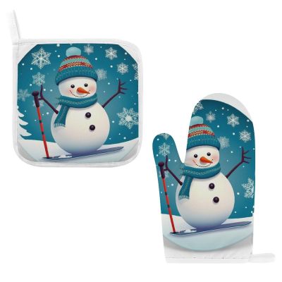 Christmas Snowman Oven Mitt and Pot Holder Set