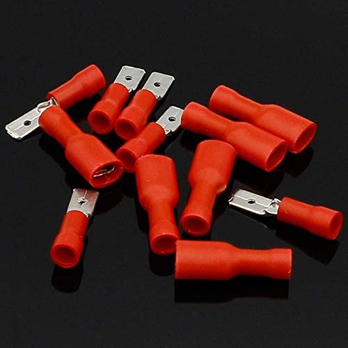 FOPURE 4.8 mm Red Female/Male Electrical Wiring Connectors, Insulated Crimp Spade Terminals