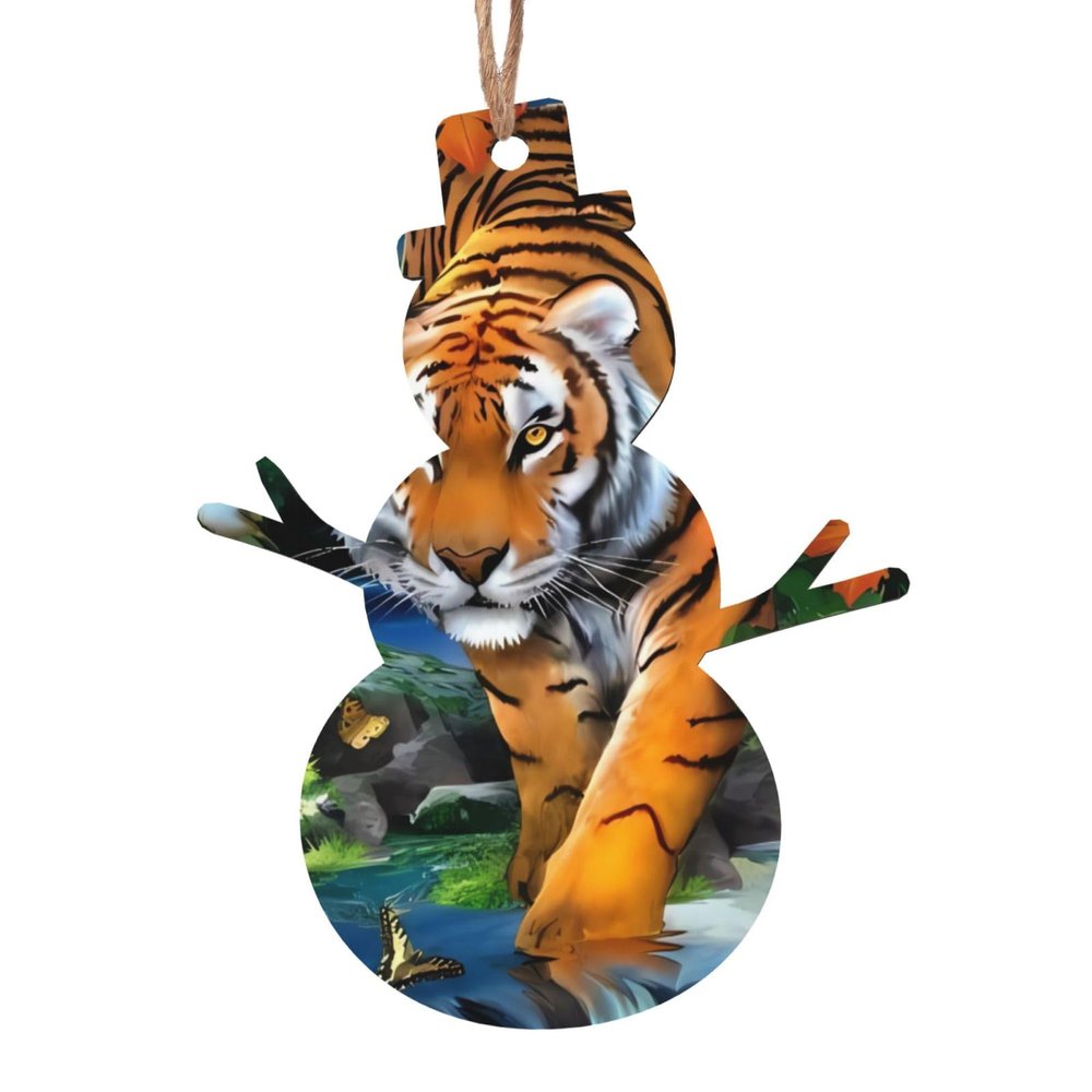 ZhaoYuGoods Tiger, Butterfly & Bird Wooden Christmas Ornaments, 4-Piece Set