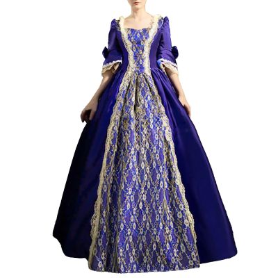 MJGkhiy Women's Carnival Dress, Elegant Medieval Vintage Victorian Costume, Plus Size Renaissance Celtic Dress for Christmas, New Year's Eve and Parties, Purple, XXL