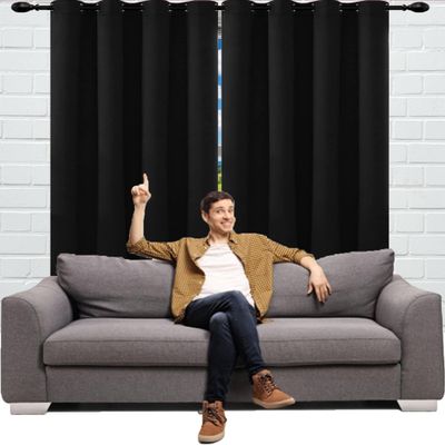 JIAHAO Blackout Curtain Panel, 1-Piece Set, 100 x 120 cm, Thermal Insulating, Light Blocking, Privacy Curtain for Windows, Living Room, Black