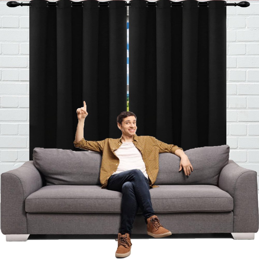 JIAHAO Blackout Curtain Panel, 1-Piece Set, 100 x 120 cm, Thermal Insulating, Light Blocking, Privacy Curtain for Windows, Living Room, Black